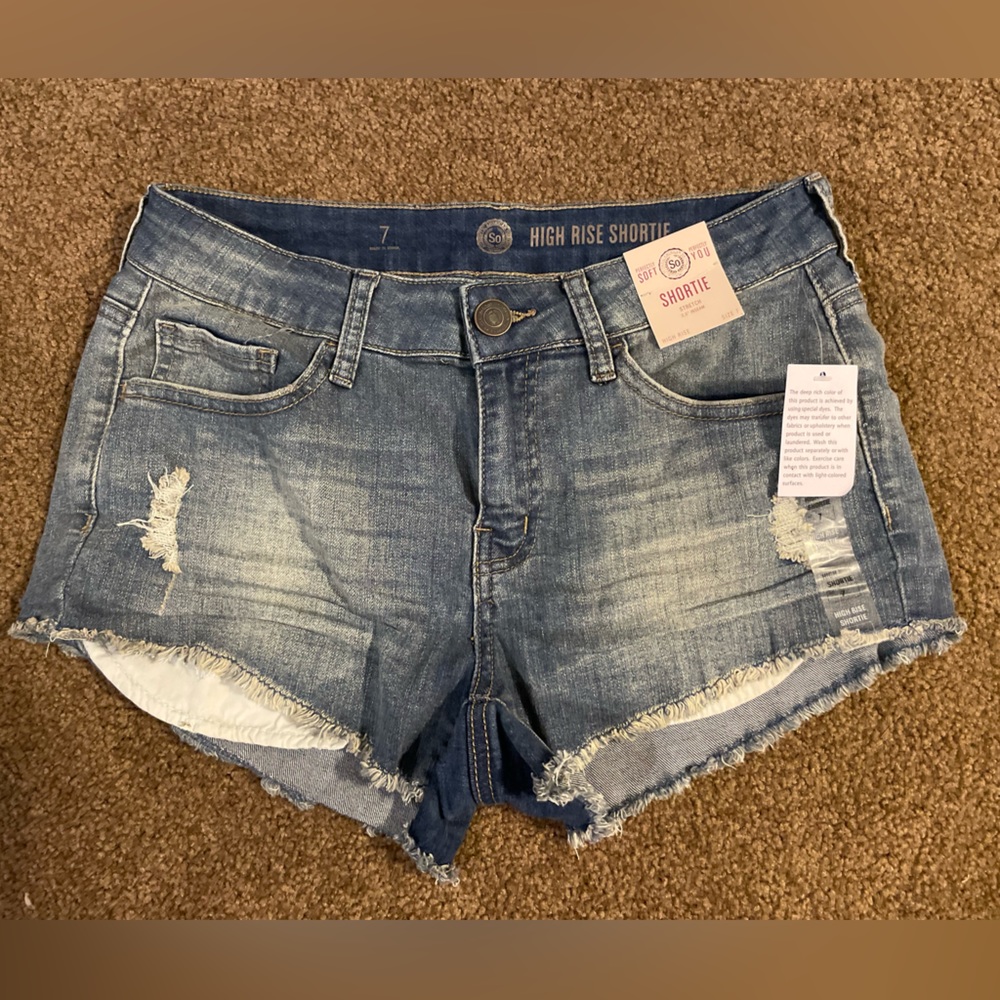 High Rise Shortie Jean Shorts